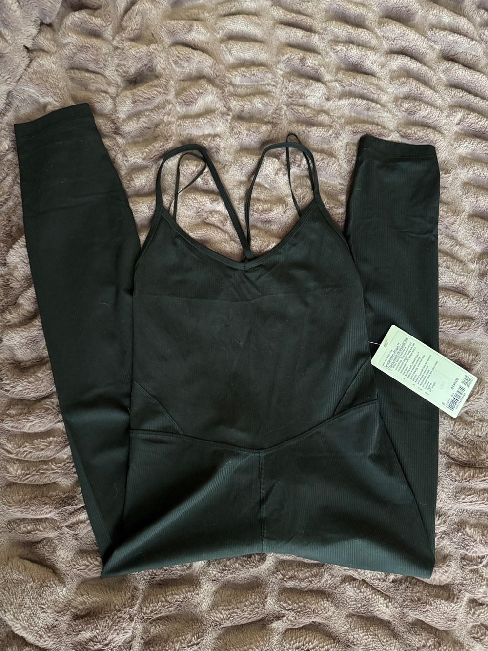 lululemon athletica Black Ribbed Strappy Bodysuit